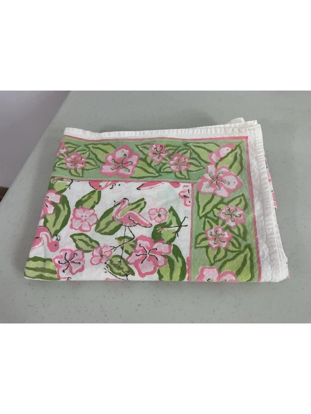Vintage Pomegranate Pink Flamingo Tablecloth 55” Square